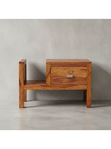 KADIMA DESIGN Nachttisch MUMBAI Massiv-Holz Nacht-Kommode 40 cm hoch