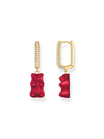 Thomas Sabo Große Einzel-Creole Mit Goldbär Rot in gold, rot, weiß