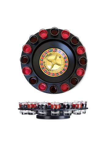 relaxdays 5 x Roulette Trinkspiel in Rot/ Schwarz