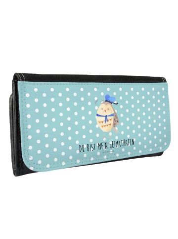 Mr. & Mrs. Panda Portemonnaie für Damen Eule Matrose mit Spruch in Türkis Pastell