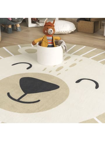 KADIMA DESIGN Kinderteppich waschmaschinenwaschbar Löwe Kinderzimmer in Beige