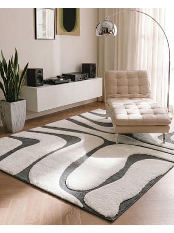 Beliani Kurzflor HARTZ in Weiß/Grau - (W) 160 x (L) 230 cm