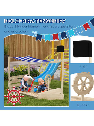 Outsunny Sandkasten in Naturholz 180L x 103B x 144,5H cm