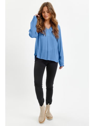 Kaffe Langarm-Bluse Amber in Vista Blue
