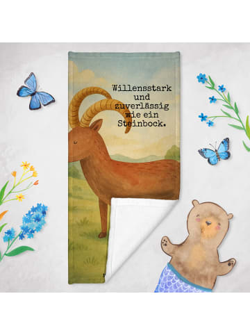 Mr. & Mrs. Panda Handtuch Sternzeichen Steinbock Design mit Spruch in Weiß