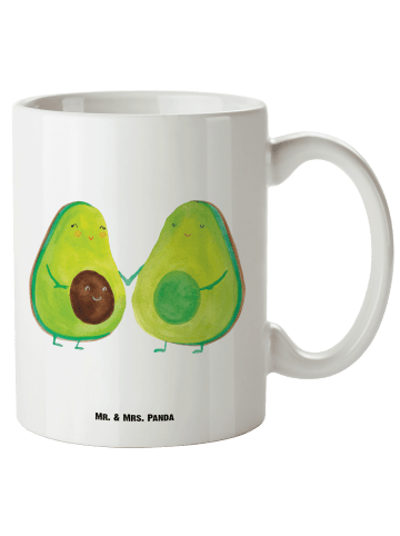 Mr. & Mrs. Panda XL Tasse Avocado Pärchen ohne Spruch in Weiß