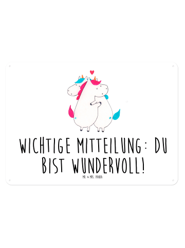 Mr. & Mrs. Panda Blechschild Einhorn Mitteilung mit Spruch in Weiß