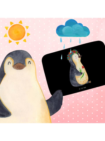 Mr. & Mrs. Panda Duschvorleger Pinguin Blumen ohne Spruch in Schwarz