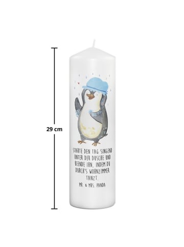 Mr. & Mrs. Panda Kerze Pinguin Duschen mit Spruch in Weiß