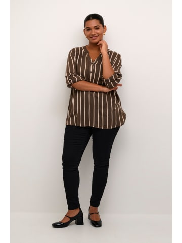 KAFFE curve Langarm-Bluse KCsida Regular fit in Major_Brown/ Beige Stripe