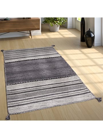 KADIMA DESIGN Baumwollteppich Boho wendbar in Grau