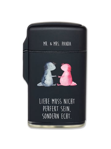 Mr. & Mrs. Panda Feuerzeug Axolotl Liebe mit Spruch in Schwarz