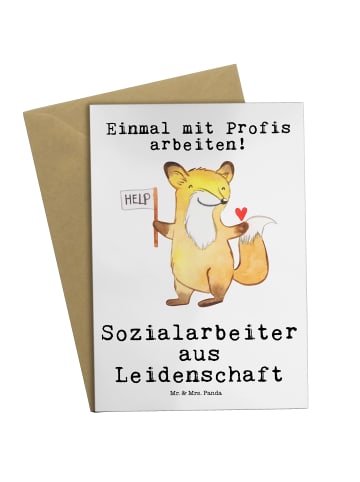 Mr. & Mrs. Panda Grußkarte Sozialarbeiter Leidenschaft mit Spruch in Weiß