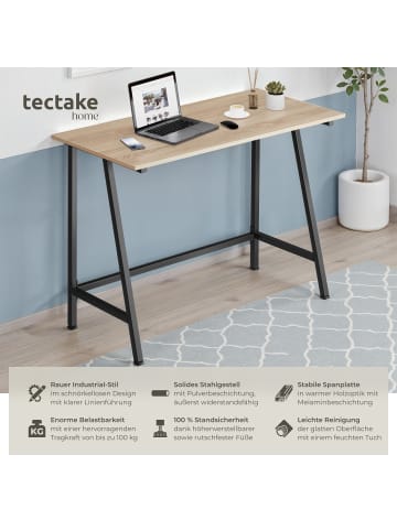 tectake Schreibtisch Newton 100 x 50 x 77 cm, Industrial Holz hell, Eiche Sonoma