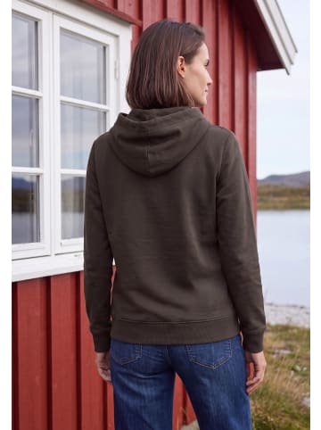 Cecil Hoodie-Sweatshirt mit Teddy-Stickerei und Rippdetails in Truffle Brown