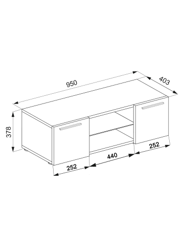 ebuy24 TV Tisch Lowina 5 Weiß 95 x 36 cm