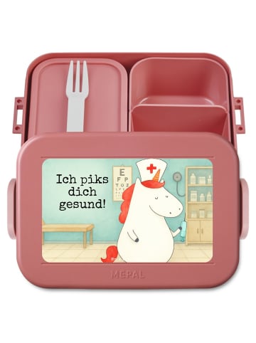 Mr. & Mrs. Panda Brotdose Einhorn Krankenschwester Design mit Sp... in Rot Pastell