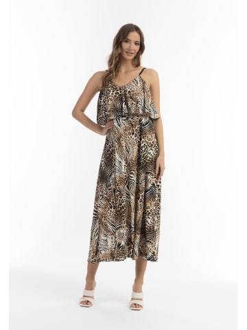 faina Damen Maxikleid Mit Animal-Print in Beige