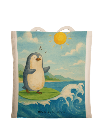 Mr. & Mrs. Panda Schultasche Pinguin Surfer Design ohne Spruch in Weiß