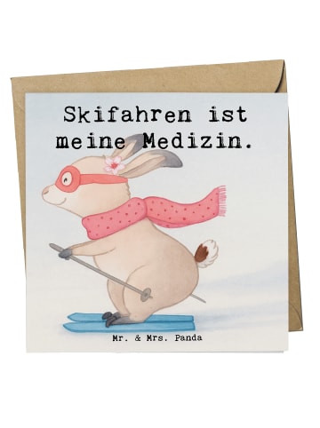 Mr. & Mrs. Panda Deluxe Karte Hase Skifahren Design mit Spruch in Weiß