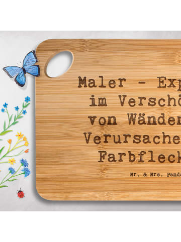 Mr. & Mrs. Panda Frühstücksbrettchen Spruch Maler Freude mit Spruch in Braun