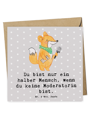 Mr. & Mrs. Panda Deluxe Karte Moderatorin Herz mit Spruch in Grau Pastell