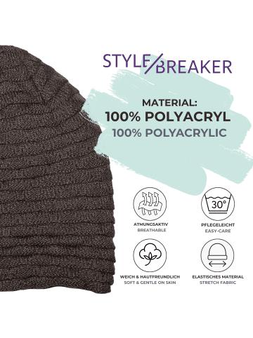 styleBREAKER Feinstrick Beanie Mütze in Taupe