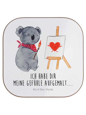 Mr. & Mrs. Panda Holzuntersetzer Koala Künstler mit Spruch in Weiß