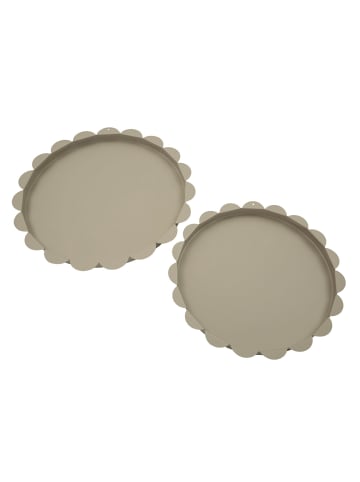 Mauro Ferretti Taubengraues Metalltablett, 2er-Set, Ø 33×2-27,5×2