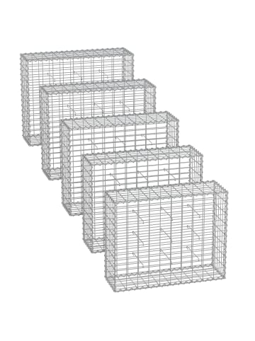 SONGMICS 5er-Set: Gabione in Silbern - (B)100 x (H)80 x (T)30 cm
