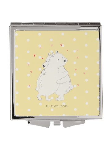Mr. & Mrs. Panda Handspiegel Eisbär Umarmen ohne Spruch in Gelb Pastell