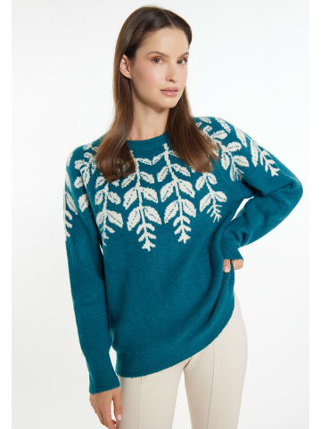 Usha Damen Strick Pullover in Petrol Mehrfarbig