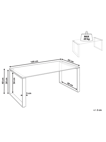 Beliani Couchtisch TILON in Gold/Transparent - (W) 100 x (H) 40 x (L) 50 cm