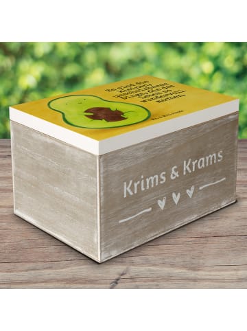 Mr. & Mrs. Panda Holzkiste mit Deckel Avocado Kern Design mit Sp... in Weiß