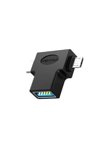COFI 1453 USB-Adapter - USB 3.0 auf USB-C und Micro USB - Schwarz in Schwarz