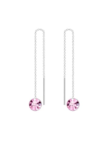 Alexander York Ohrhänger Kette mit Kristall rosa in 925 Sterling Silber, 2-tlg. in silber