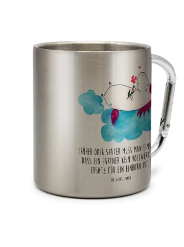 Mr. & Mrs. Panda Edelstahl Trinkbecher Einhorn Verliebt mit Spruch in Silber