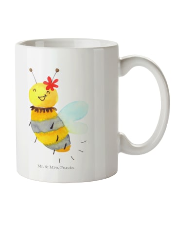 Mr. & Mrs. Panda Plastikbecher Biene Blume ohne Spruch in Weiß