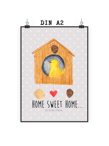 Mr. & Mrs. Panda Bild Vogelhaus Home mit Spruch in Grau Pastell