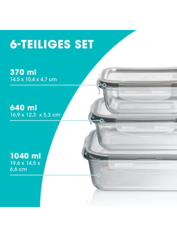 Gourmetmaxx GOURMETmaxx Glas-Frischhaltedosen Klick-it mit Mikrowellen-Ventil - 6-teilig - g