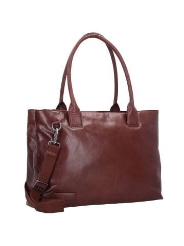 Plevier Rock Amber Schultertasche Leder 43 cm Laptopfach in dunkelbraun