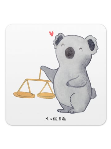 Mr. & Mrs. Panda Bierdeckel Waage Astrologie ohne Spruch in Weiß