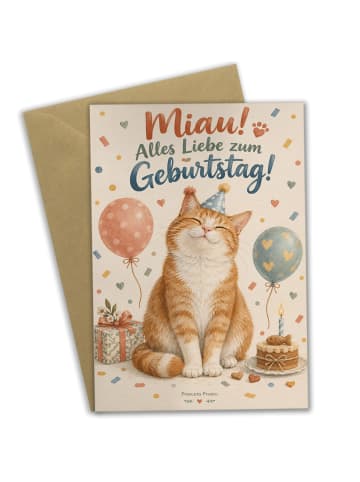Mr. & Mrs. Panda Glückwunschkarte Geburtstag Katze ginger-and-wh... in Weiß