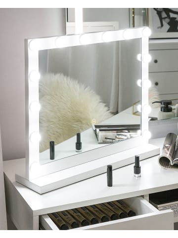 Beliani Kosmetikspiegel BEAUVOIR in Weiß - (W) 58 x (H) 52 x (L) 15 cm