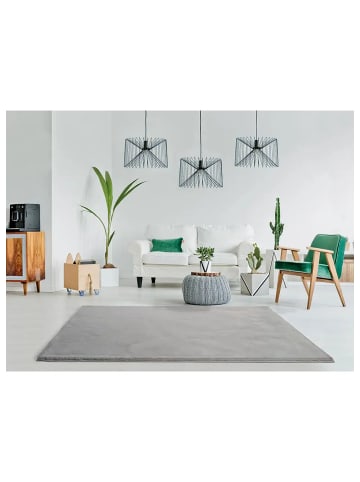 Atticgo Waschbarer Hochflor-Teppich FOX rund in silber