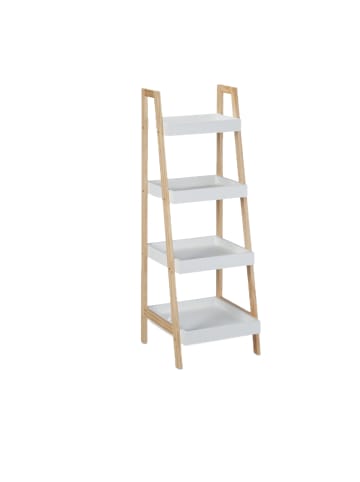 relaxdays Badregal in Weiß/Natur - (B)34,5 x (H)98,5 x (T)36 cm