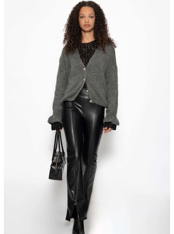 SASSYCLASSY Cardigan mit Volants in Dunkelgrau