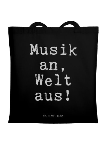 Mr. & Mrs. Panda Tragetasche Musik an, Welt aus!... mit Spruch in Schwarz