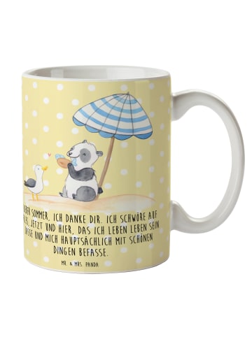 Mr. & Mrs. Panda Tasse Lieber Sommer mit Spruch in Gelb Pastell