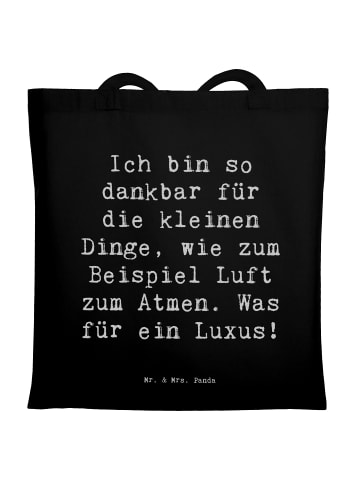 Mr. & Mrs. Panda Tasche Spruch Dankbarkeit für kleine Dinge mit ... in Schwarz